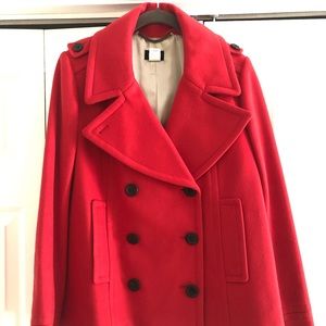 JCrew Red Stadium Pea Coat